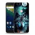 Дизайнерский силиконовый чехол для Google Huawei Nexus 6P Волк и луна