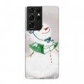 Дизайнерский пластиковый чехол для Samsung Galaxy S21 Ultra Снеговики