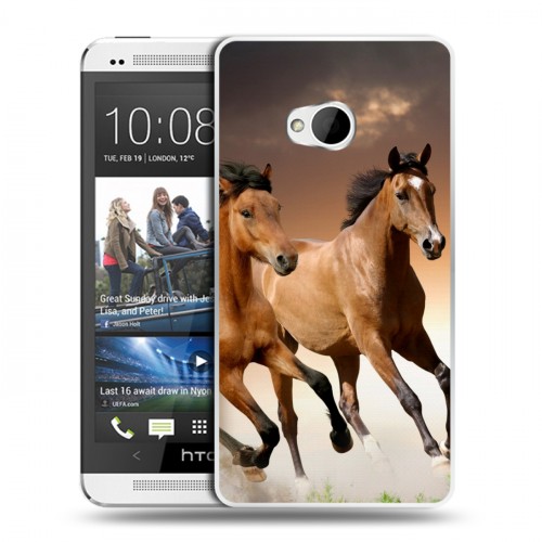 Дизайнерский пластиковый чехол для HTC One (M7) Dual SIM Лошади
