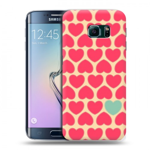 Дизайнерский пластиковый чехол для Samsung Galaxy S6 Edge Узорные сердечки