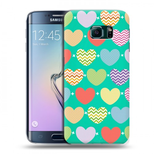 Дизайнерский пластиковый чехол для Samsung Galaxy S6 Edge Узорные сердечки