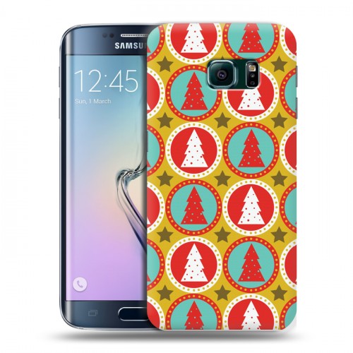 Дизайнерский пластиковый чехол для Samsung Galaxy S6 Edge Ретро Рождество