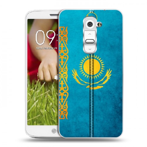 Дизайнерский пластиковый чехол для LG Optimus G2 mini Флаг Казахстана