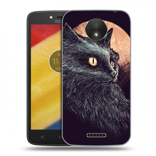 Дизайнерский пластиковый чехол для Motorola Moto C Plus Мистические кошки