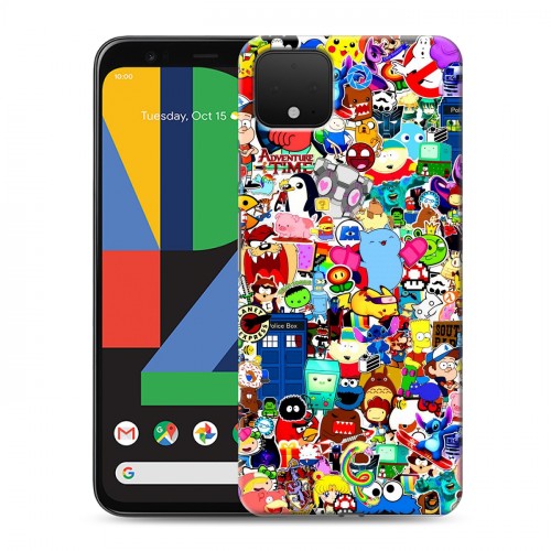 Дизайнерский пластиковый чехол для Google Pixel 4 Яркие стикеры