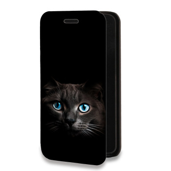 Дизайнерский горизонтальный чехол-книжка для Huawei Honor 7C Pro Кот в темноте (на заказ)