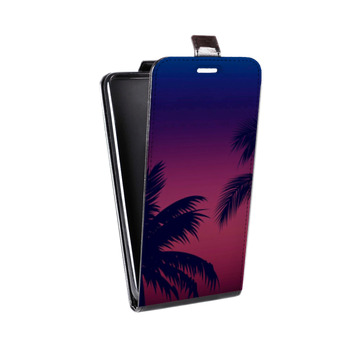 Дизайнерский вертикальный чехол-книжка для Samsung Galaxy S6 Edge Пальмы на закате (на заказ)