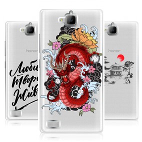 Дизайнерский силиконовый чехол для Huawei Honor 3c прозрачные