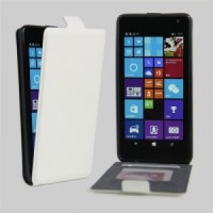 Чехол вертикальная книжка на силиконовой основе с отсеком для карт на магнитной защелке для Microsoft Lumia 535 Белый