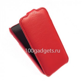 Кожаный чехол книжка для FLY IQ4404 SPARK Красный