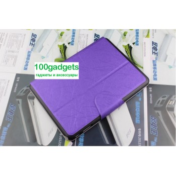 Чехол смарт флип подставка текстурный с застежкой для Samsung Galaxy Tab 4 10.1 Фиолетовый