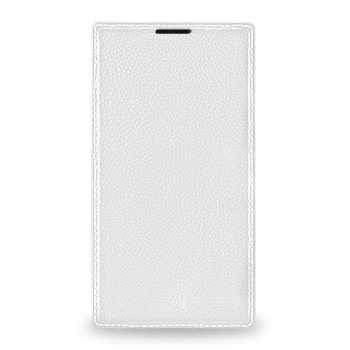Кожаный чехол книжка горизонтальная (нат. кожа) для Nokia Lumia 1320 Белый