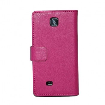 Кожаный чехол книжка горизонтальная подставка для LG Optimus F5 Розовый