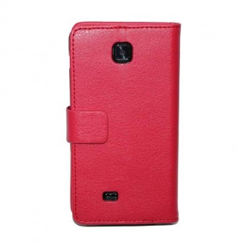 Кожаный чехол книжка горизонтальная подставка для LG Optimus F5 Красный