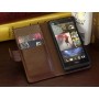 Кожаный чехол портмоне (нат. кожа) для HTC Desire 700, цвет Коричневый