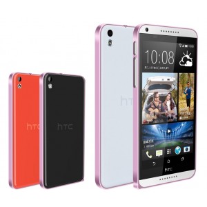 Металлический бампер для HTC Desire 816 Розовый