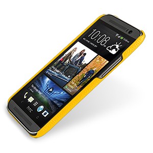 Кожаный чехол накладка серия Back Cover (нат. кожа) для HTC One 2 желтая