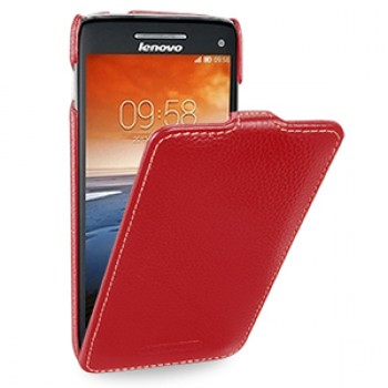 Кожаный чехол книжка вертикальная (нат. кожа) для Lenovo Vibe X S960 красная
