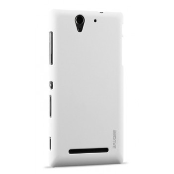 Пластиковый матовый непрозрачный чехол для Sony Xperia C3 Белый