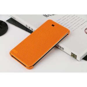 Точечный чехол смарт флип с функциями оповещения на пластиковой основе для HTC One E9+ Оранжевый