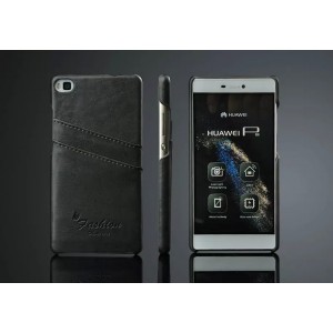 Дизайнерский кожаный чехол накладка с отделениями для карт для Huawei P8 Черный