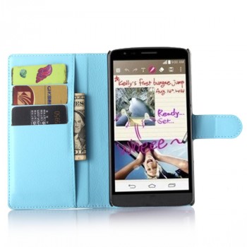 Чехол портмоне подставка с защелкой для LG G4 Stylus Голубой