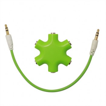 Мультиразветвитель аудиокабеля AUX дизайнерский на 5 выходов Зеленый