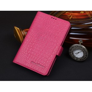 Кожаный чехол портмоне (нат. кожа крокодила) для BlackBerry Passport Silver Edition Розовый