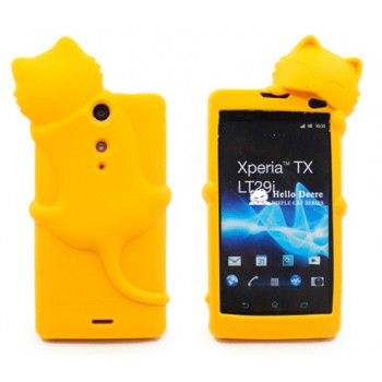 Силиконовый дизайнерский фигурный чехол для Sony Xperia TX Желтый