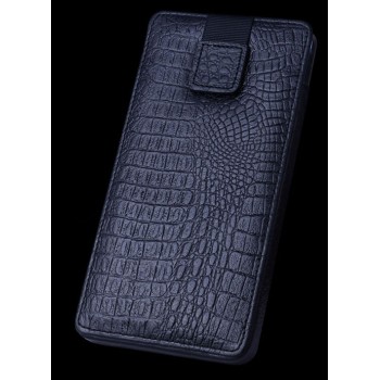 Кожаный мешок (нат кожа крокодила) на динамической липучке для Samsung Galaxy S6 Edge Plus Черный