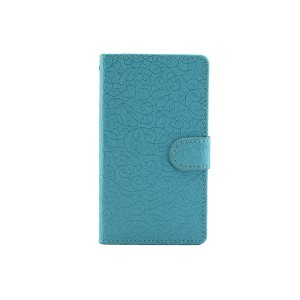 Текстурный чехол портмоне подставка с защелкой для Microsoft Lumia 435 Голубой