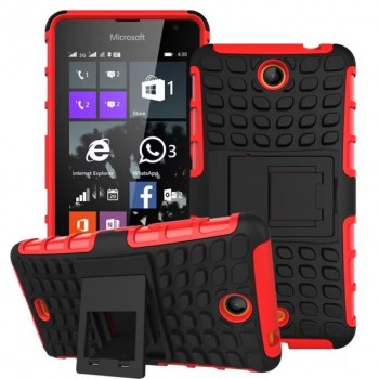Антиударный силиконовый чехол экстрим защита с подставкой для Microsoft Lumia 430 Dual SIM Красный
