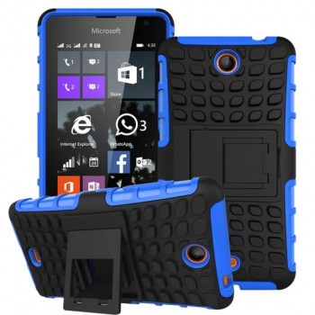 Антиударный силиконовый чехол экстрим защита с подставкой для Microsoft Lumia 430 Dual SIM Голубой