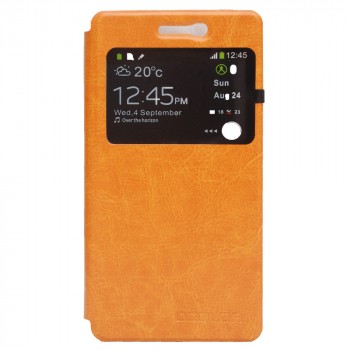 Чехол флип подставка на силиконовой основе с окном вызова для Doogee X5 Оранжевый