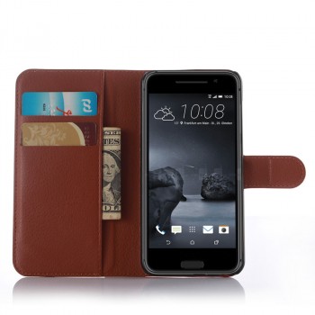 Чехол портмоне подставка на силиконовой основе с магнитной защелкой и отсеком для карт для HTC One A9 Коричневый