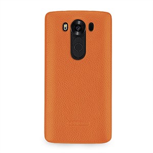 Кожаный чехол накладка (нат. кожа) для LG V10 Оранжевый