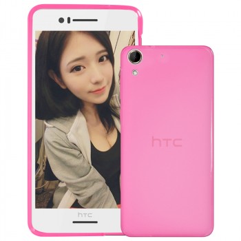 Силиконовый матовый полупрозрачный чехол для HTC Desire 728 Розовый