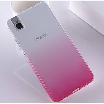 Силиконовый матовый полупрозрачный градиентный чехол для Huawei ShotX Розовый