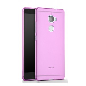 Силиконовый глянцевый полупрозрачный чехол для Huawei Mate S Розовый