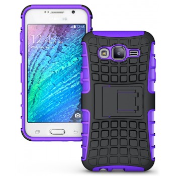 Противоударный двухкомпонентный чехол с поликарбонатной накладкой экстрим защита для Samsung Galaxy J5 Фиолетовый