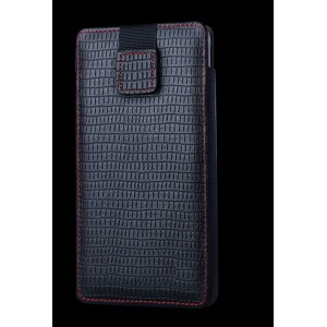 Кожаный мешок (нат. кожа) на липучке для Samsung Galaxy Note 5 Черный