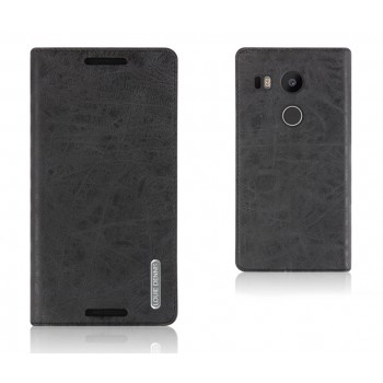 Текстурный чехол флип подставка на присоске с отделением для карты для Google LG Nexus 5X Черный