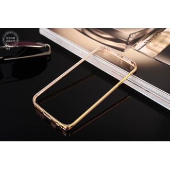 Металлический бампер с золотой окантовкой для Samsung Galaxy S6 Edge Plus Бежевый