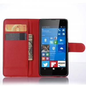 Чехол портмоне подставка с защелкой для Microsoft Lumia 650 Красный