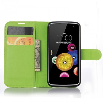 Чехол портмоне подставка с защелкой для LG K4 Зеленый