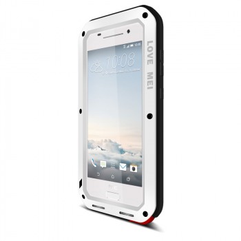 Антиударный пылевлагозащищенный премиум чехол металл/силикон/поликарбонат для HTC One A9 Белый