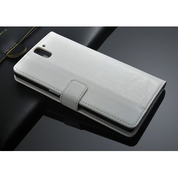 Глянцевый чехол портмоне подставка с защелкой для OnePlus One Белый