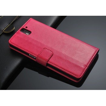 Глянцевый чехол портмоне подставка с защелкой для OnePlus One Розовый