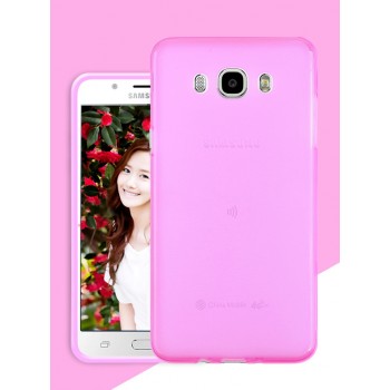 Силиконовый матовый полупрозрачный чехол для Samsung Galaxy J7 (2016) Розовый