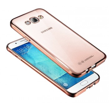 Силиконовый матовый полупрозрачный чехол текстура Металлик для Samsung Galaxy J5 (2016) Розовый